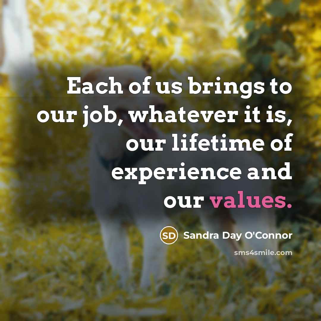 “Each of us brings to our job, whatever it is,…” quote by Sandra Day O'Connor