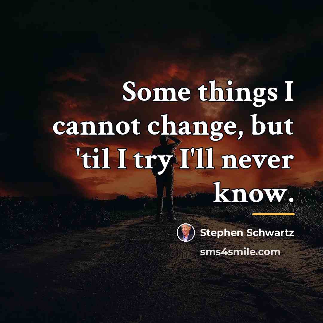 “Some things I cannot change, but 'til I try I'll…” quote by Stephen Schwartz