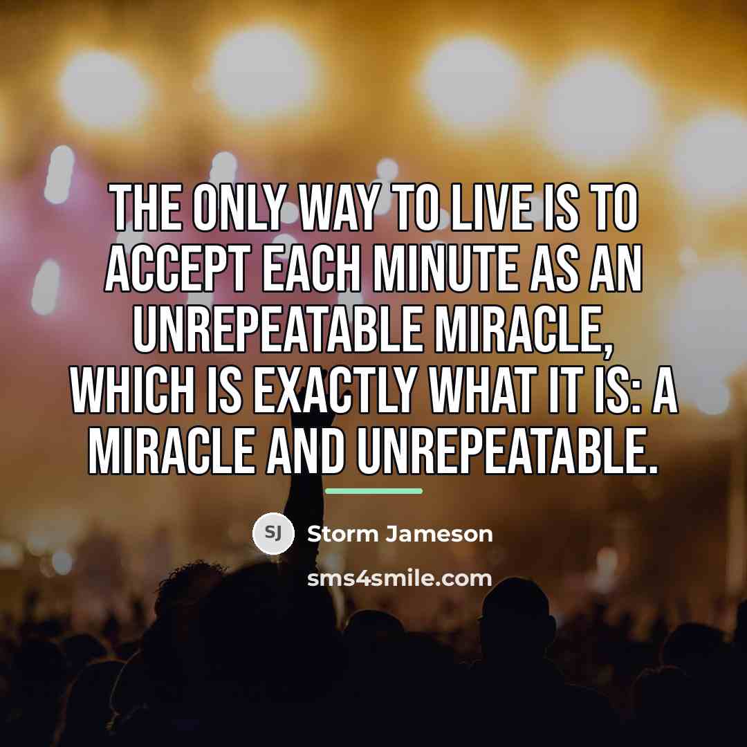 “The only way to live is to accept each minute…” quote by Storm Jameson
