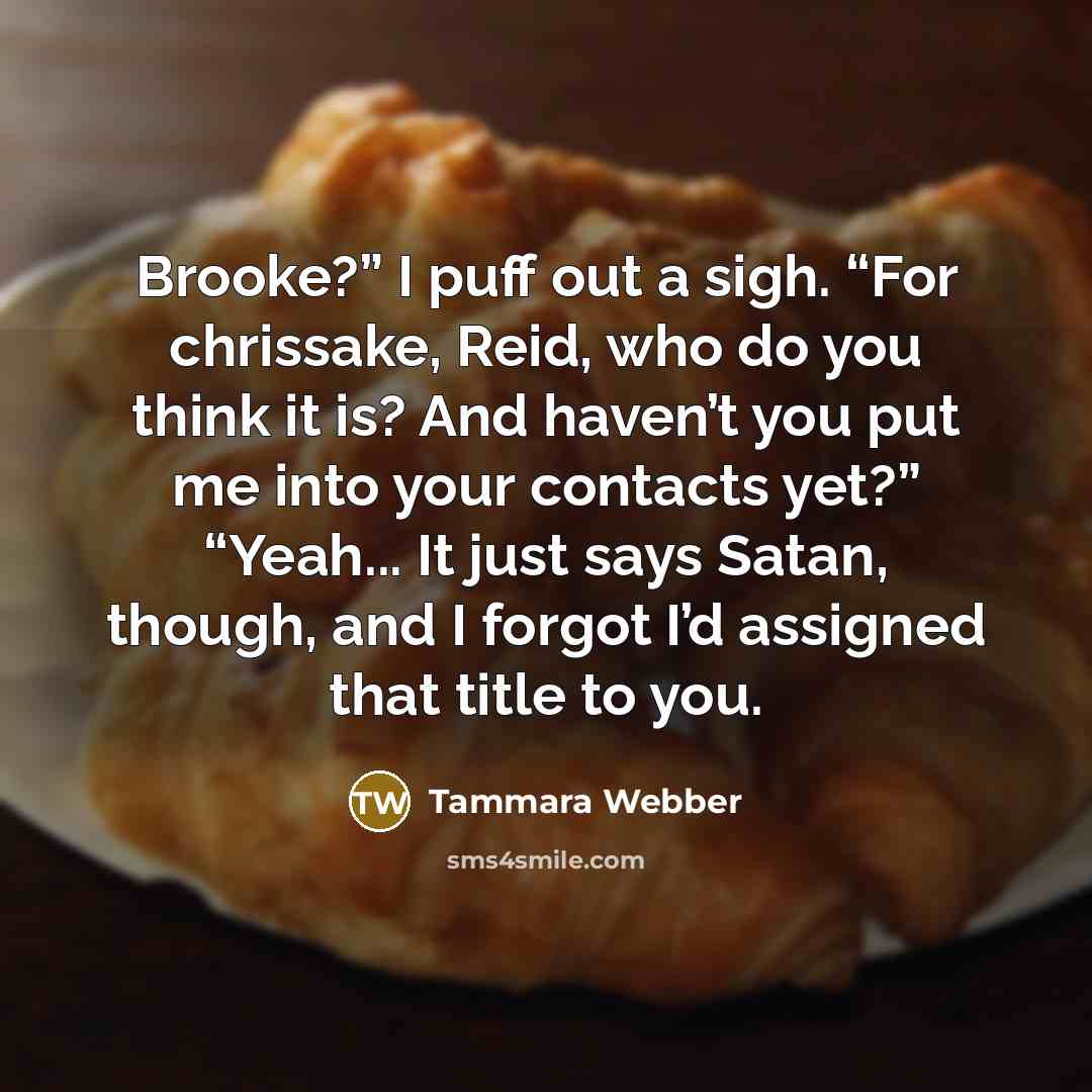 “Brooke?” I puff out a sigh. “For chrissake, Reid, who…” quote by Tammara Webber