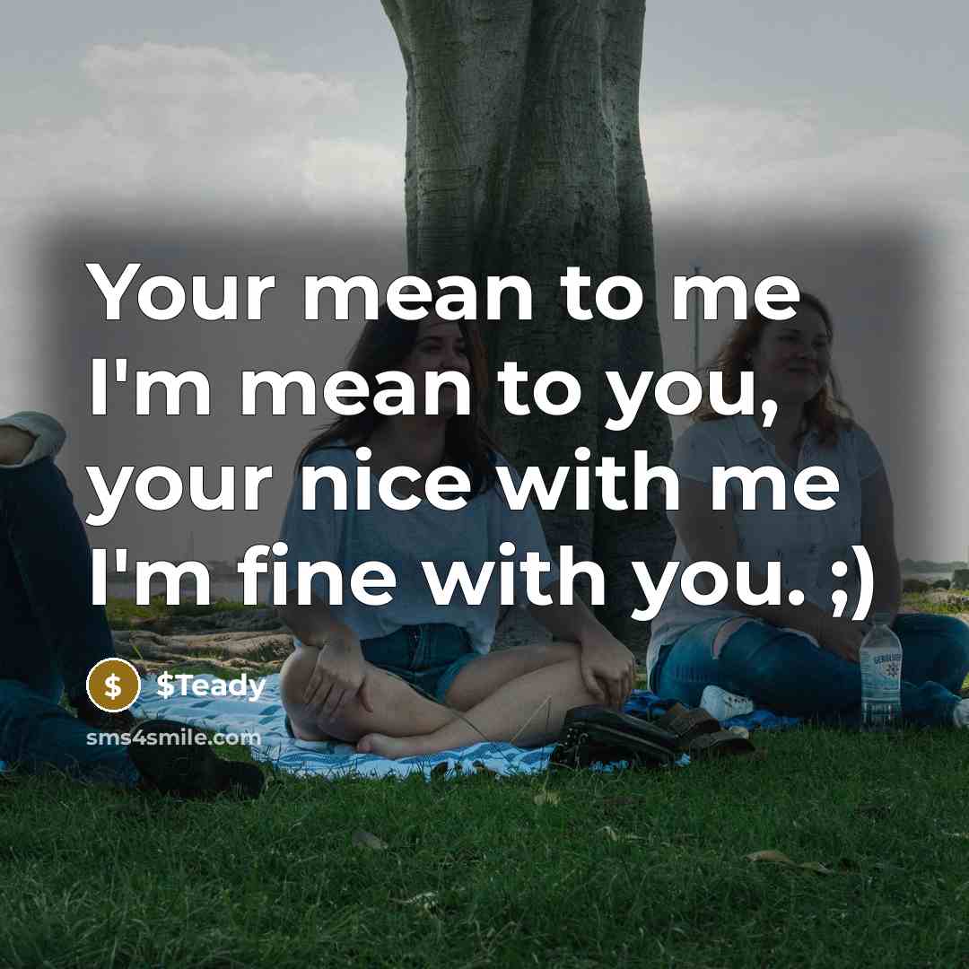 “Your mean to me I'm mean to you, your nice with me I'm fine with you. ;)” quote by $Teady