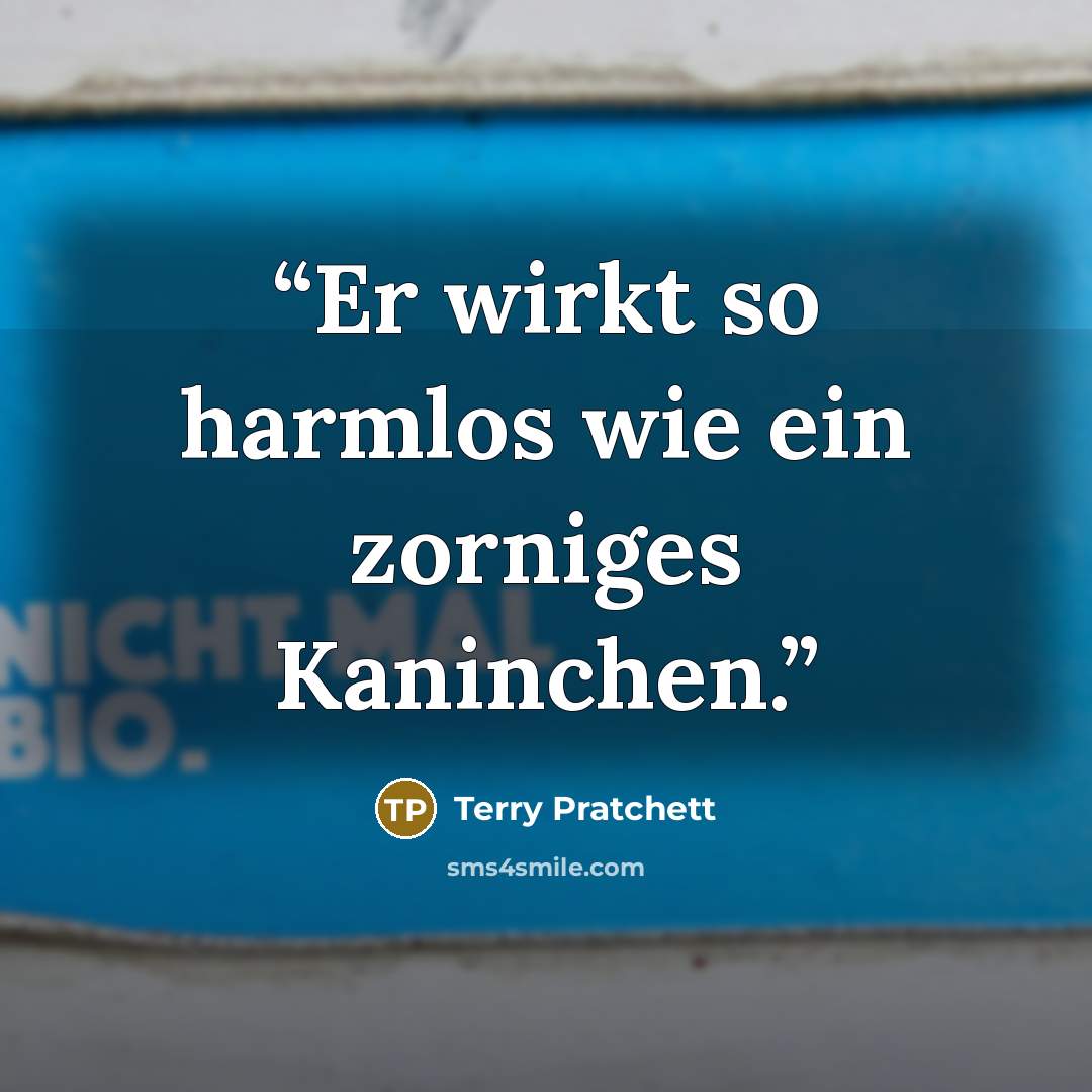 “Er wirkt so harmlos wie ein zorniges Kaninchen.” quote by Terry Pratchett
