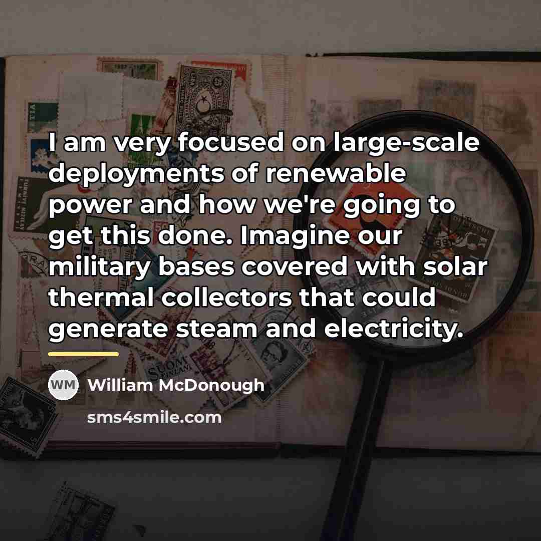 “I am very focused on large-scale deployments of renewable power…” quote by William McDonough