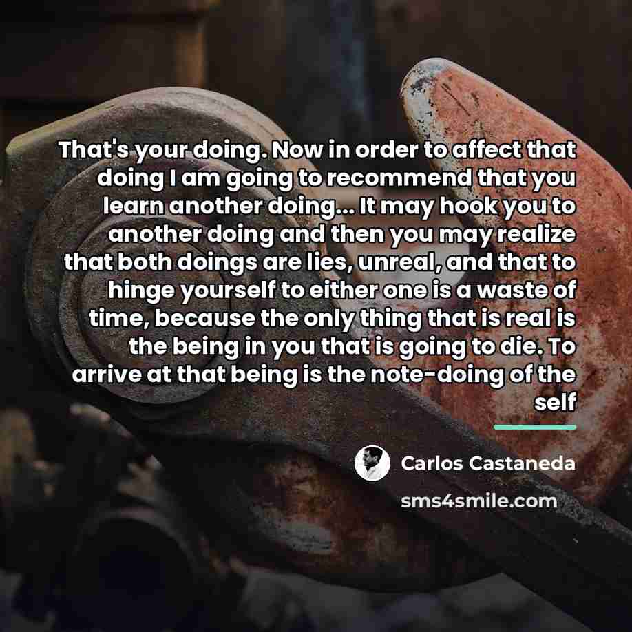 “That's your doing. Now in order to affect that doing…” quote by Carlos Castaneda