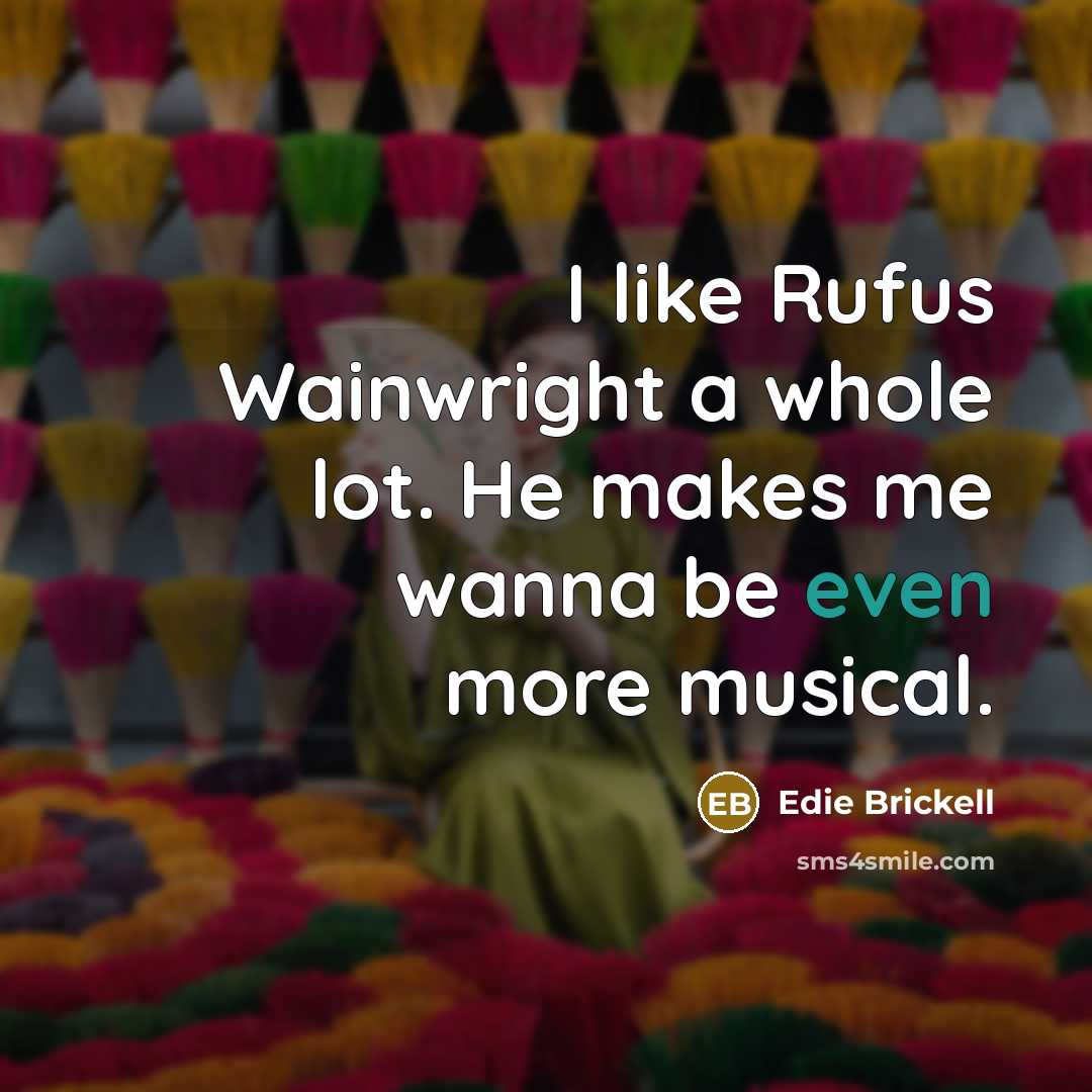 “I like Rufus Wainwright a whole lot. He makes me…” quote by Edie Brickell