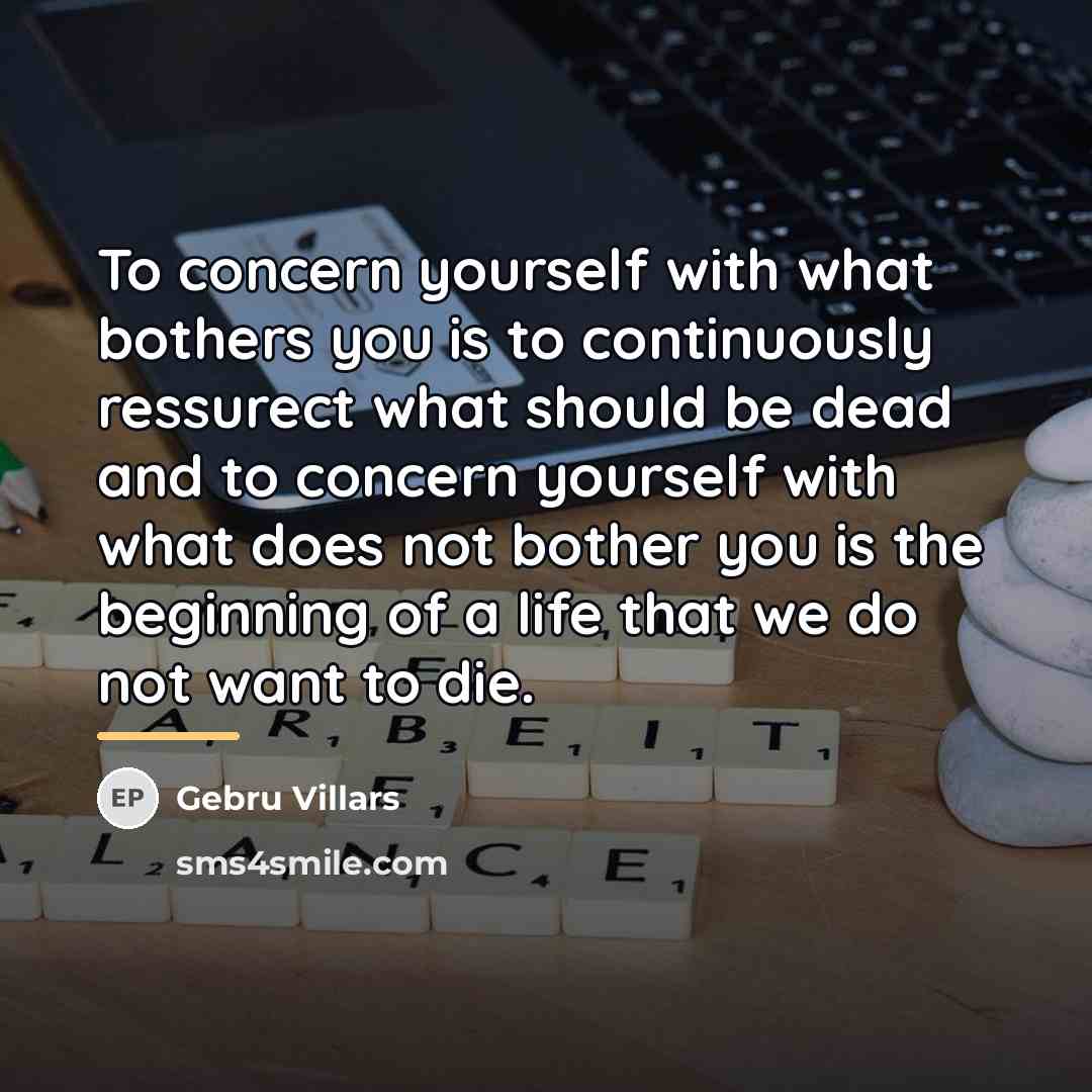 “To concern yourself with what bothers you is to continuously…” quote by Gebru Villars