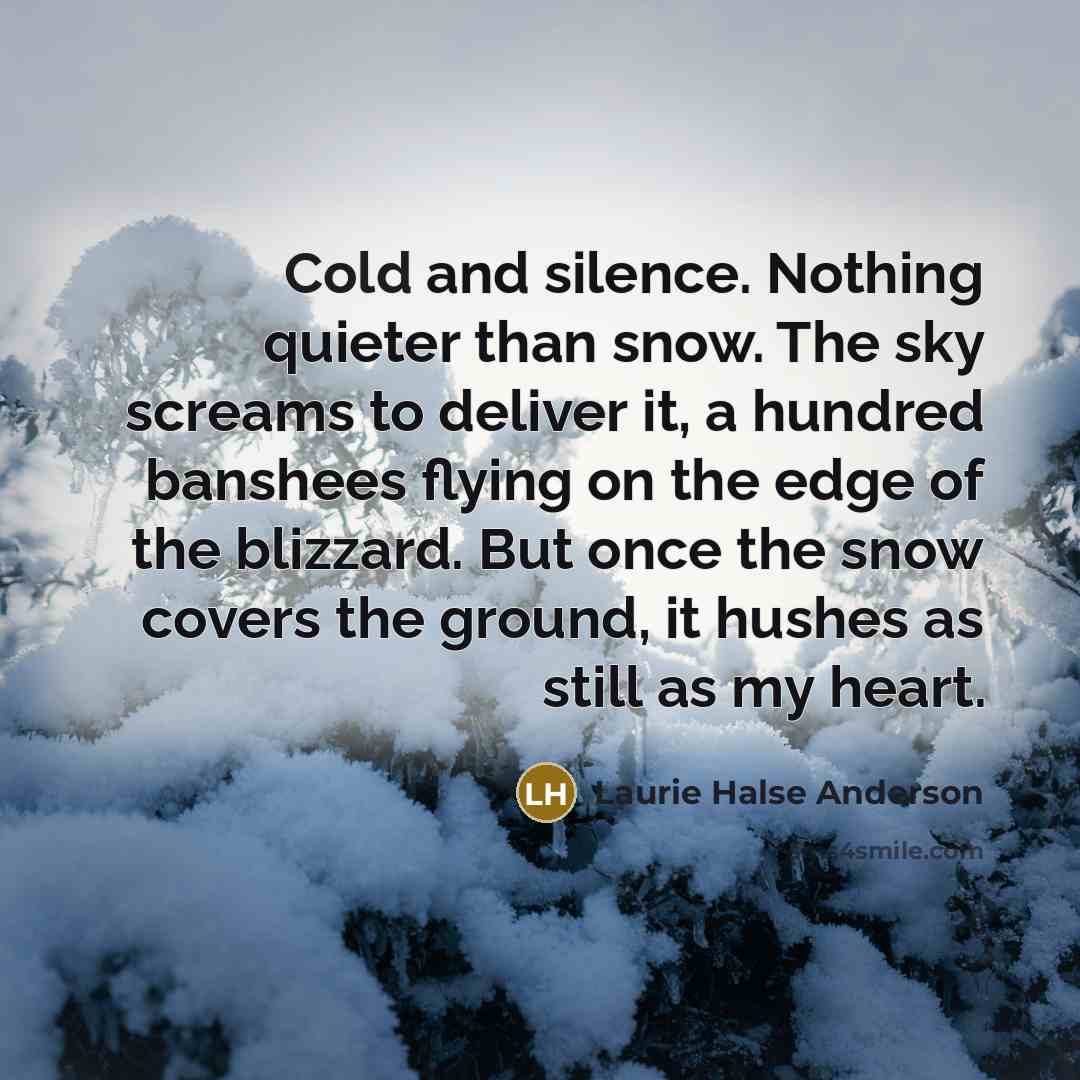 “Cold and silence. Nothing quieter than snow. The sky screams…” quote by Laurie Halse Anderson