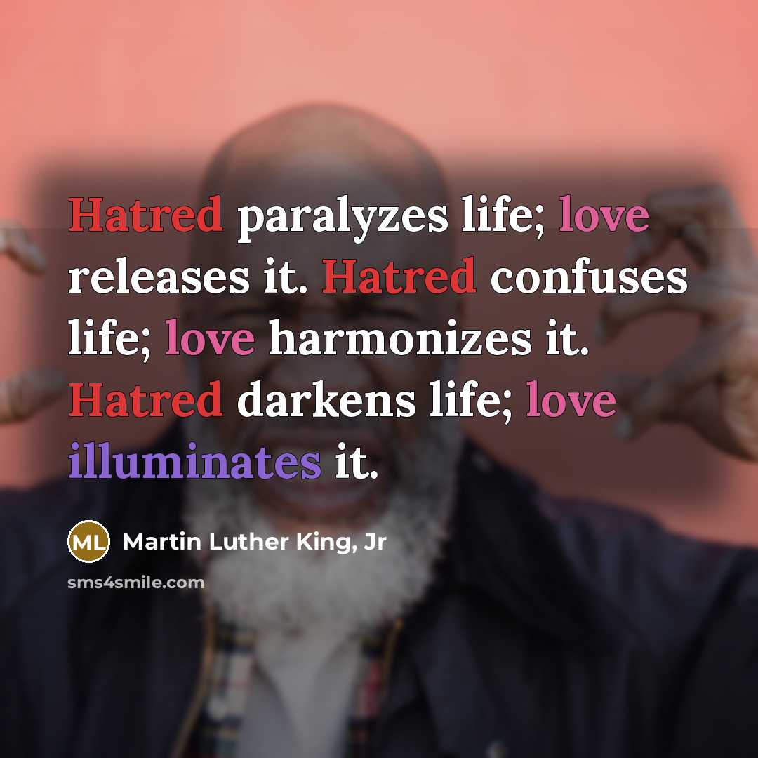“Hatred paralyzes life; love releases it. Hatred confuses life; love…” quote by Martin Luther King, Jr