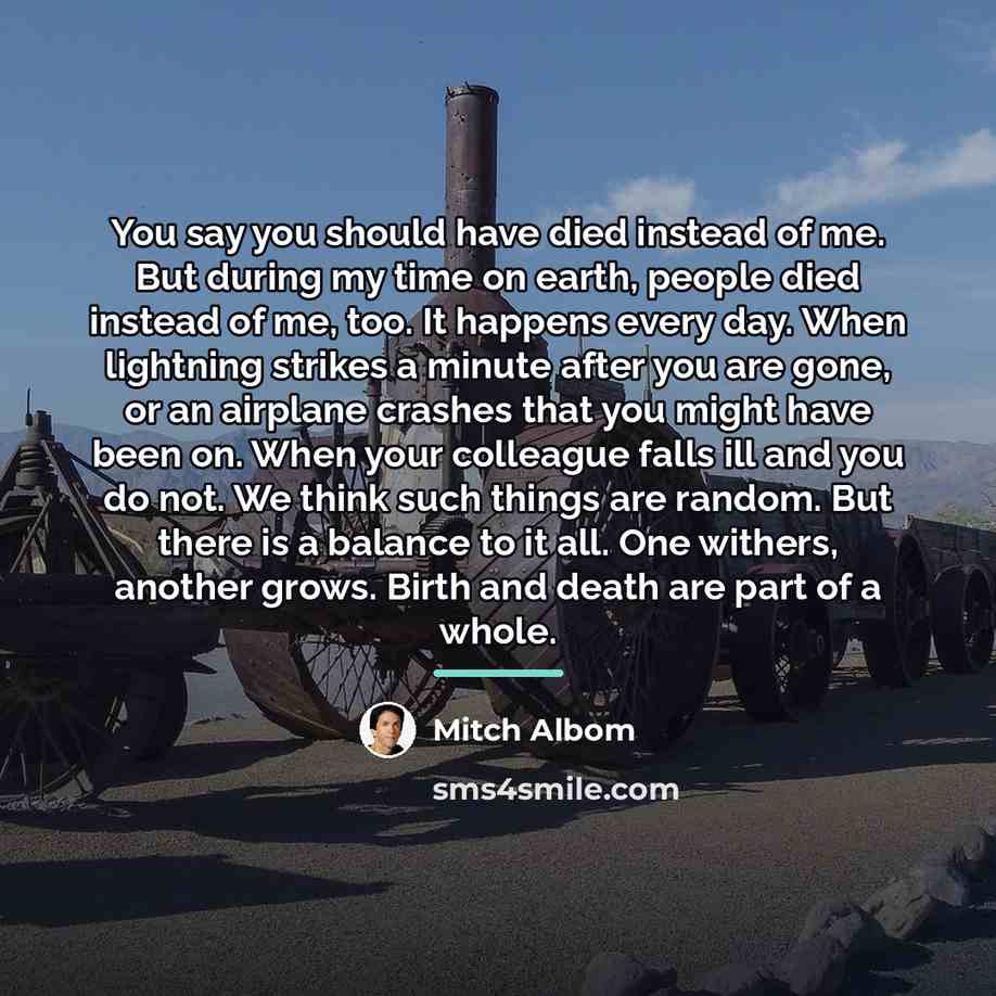 “You say you should have died instead of me. But…” quote by Mitch Albom