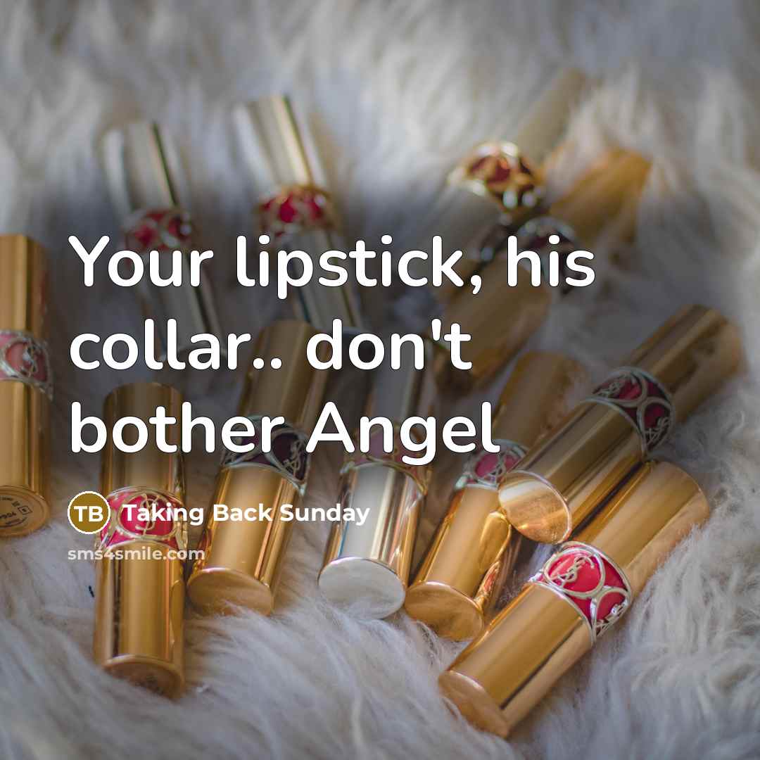 “Your lipstick, his collar.. don't bother Angel…” quote by Taking Back Sunday