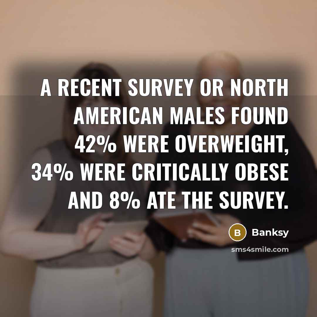“A recent survey or North American males found 42% were…” quote by Banksy
