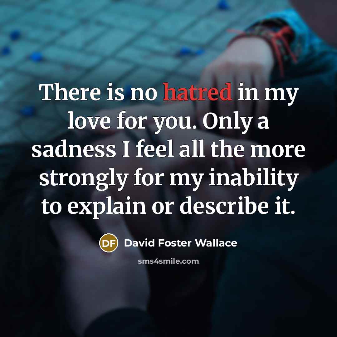 “There is no hatred in my love for you. Only…” quote by David Foster Wallace