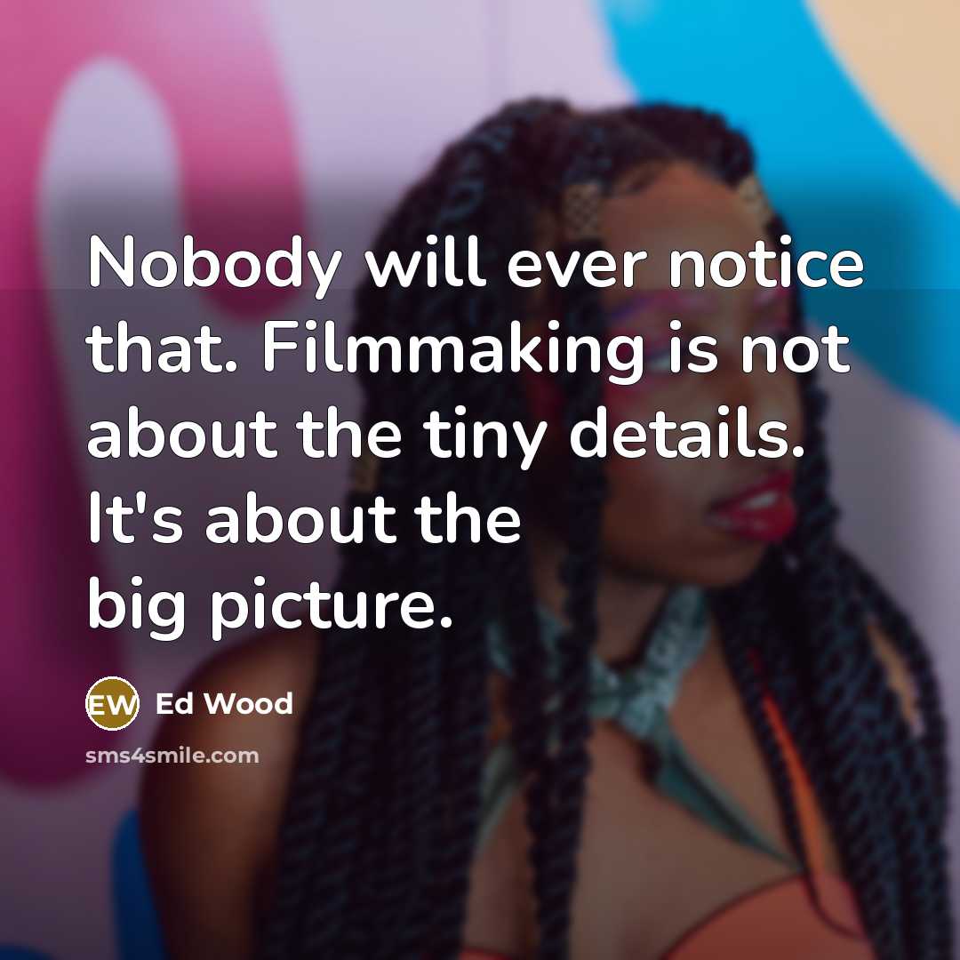 “Nobody will ever notice that. Filmmaking is not about the…” quote by Ed Wood