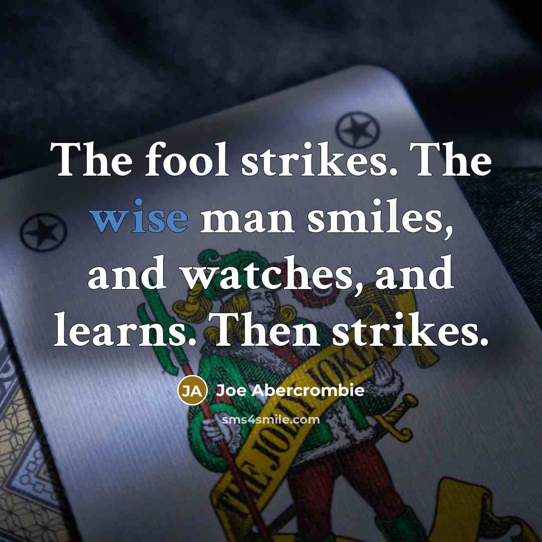 “The fool strikes. The wise man smiles, and watches, and…” quote by Joe Abercrombie