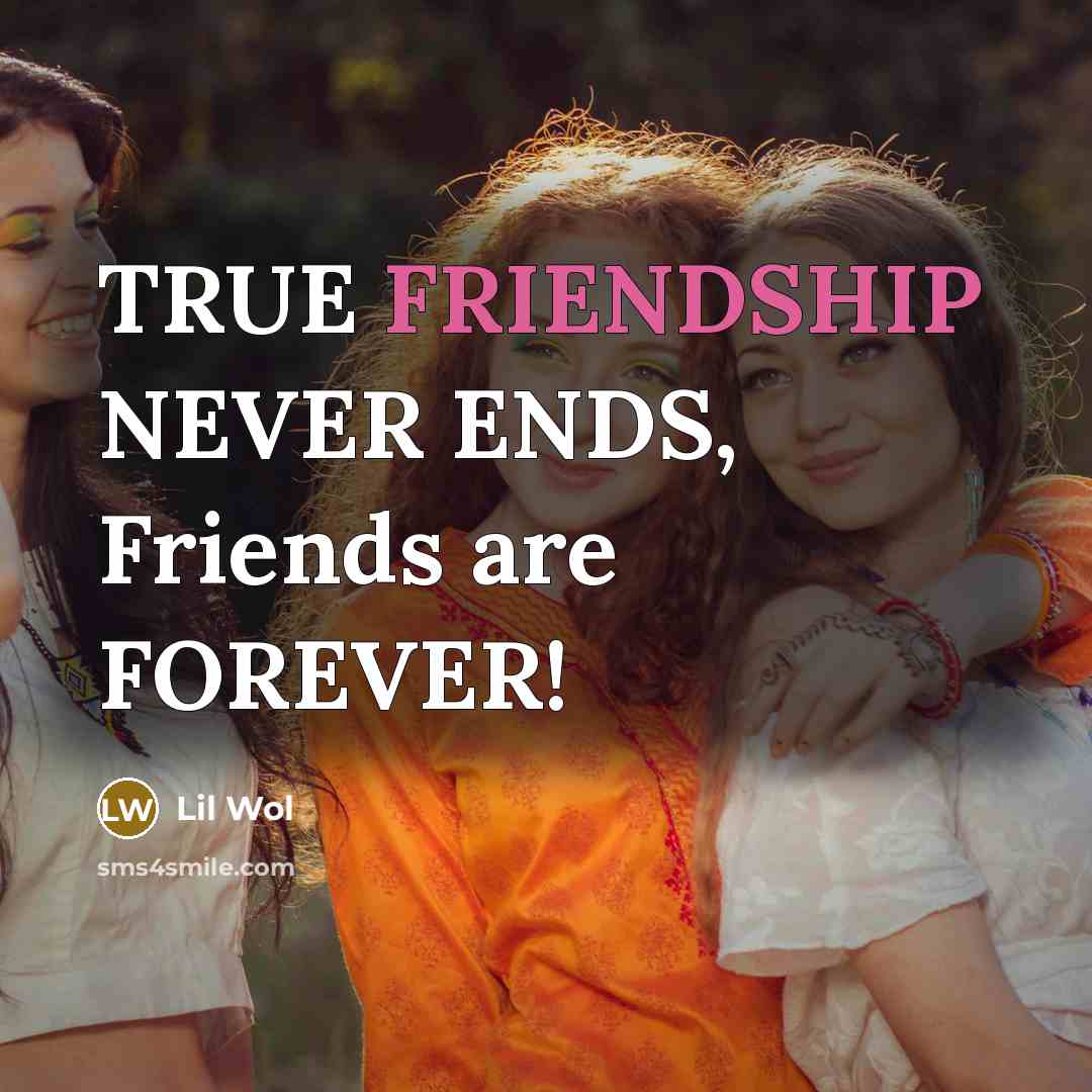 “TRUE FRIENDSHIP NEVER ENDS, Friends are FOREVER!…” quote by Lil Wol