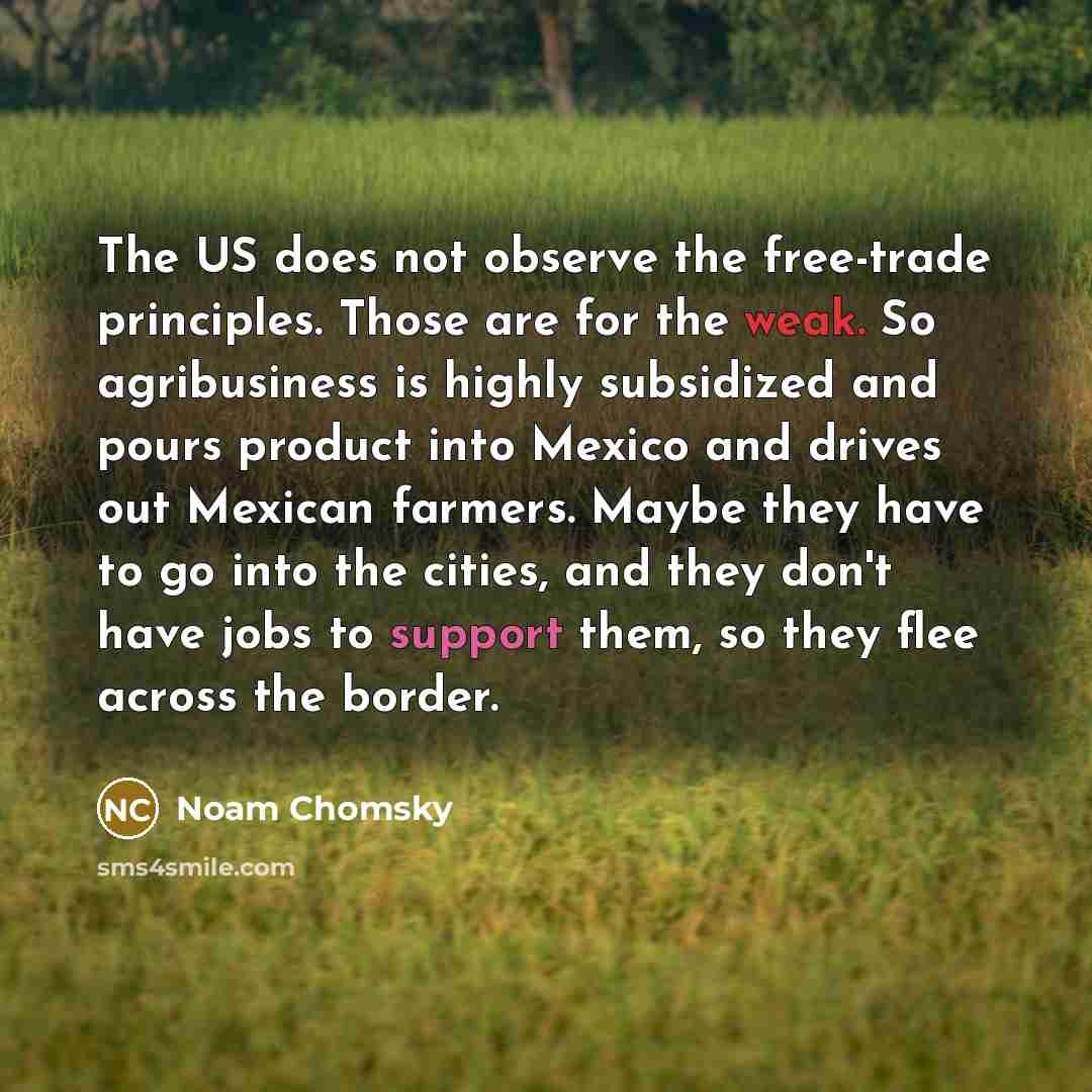 “The US does not observe the free-trade principles. Those are…” quote by Noam Chomsky