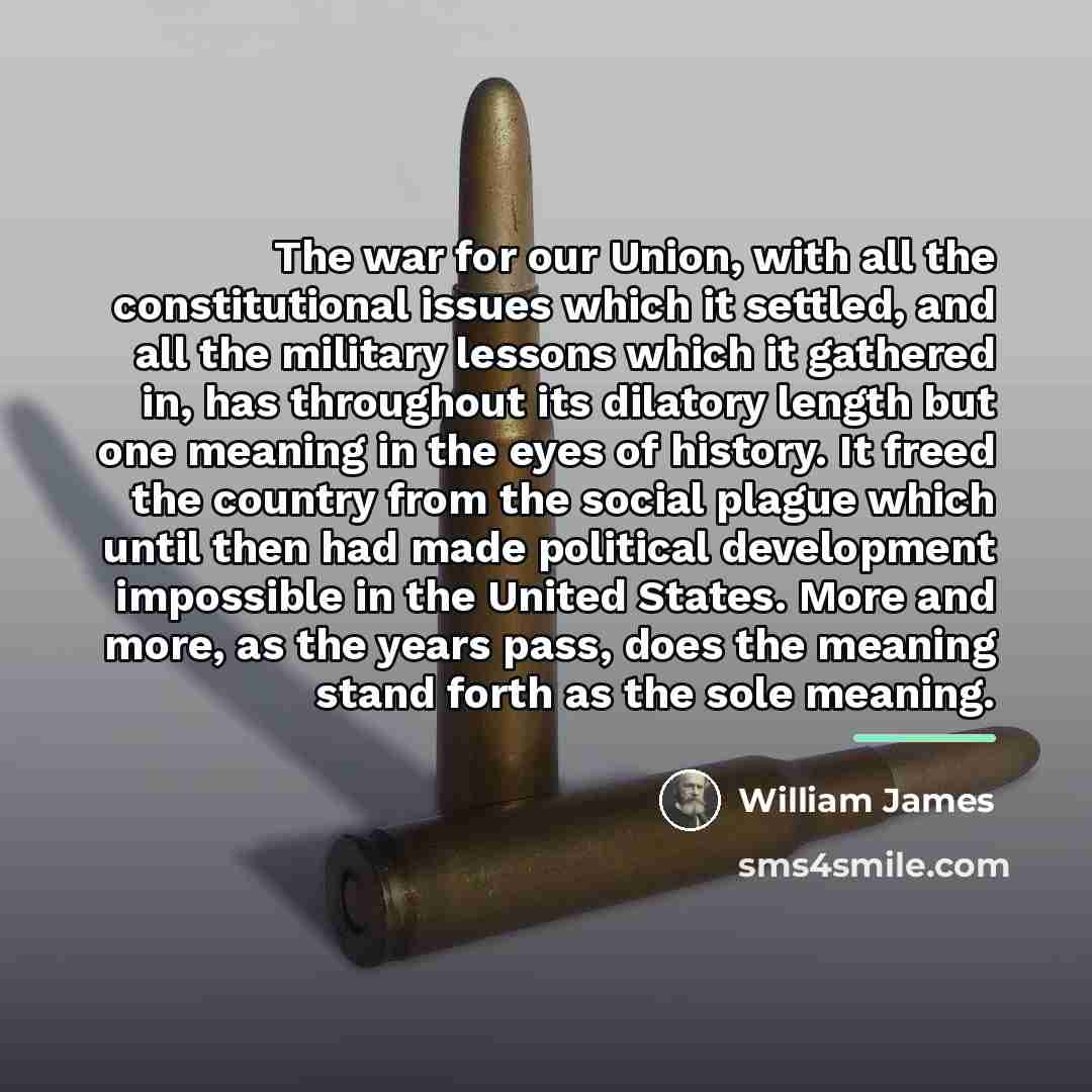 “The war for our Union, with all the constitutional issues…” quote by William James