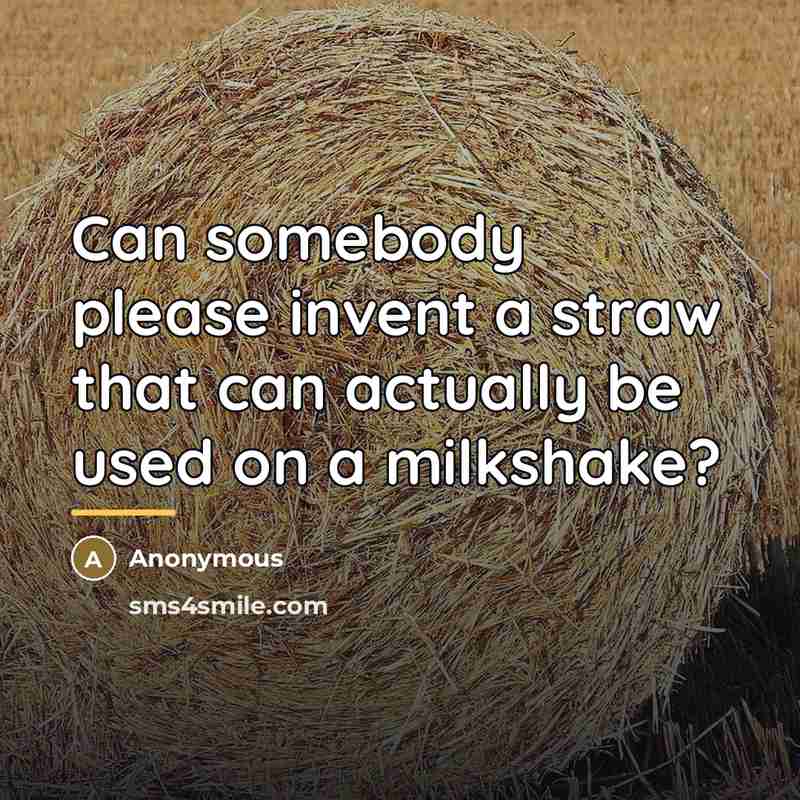 “Can somebody please invent a straw that can actually be…” quote by Anonymous