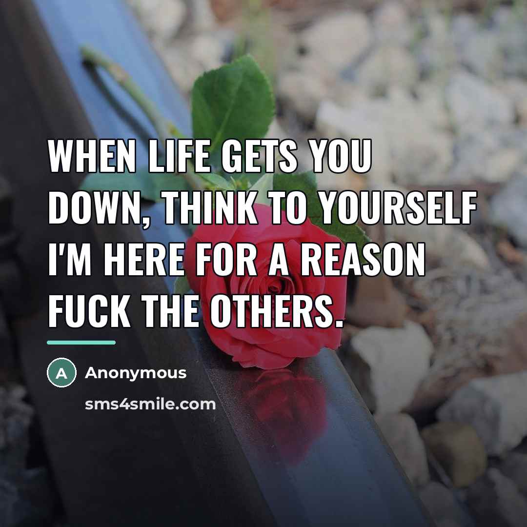 “When life gets you down, think to yourself I'm here…” quote by Anonymous