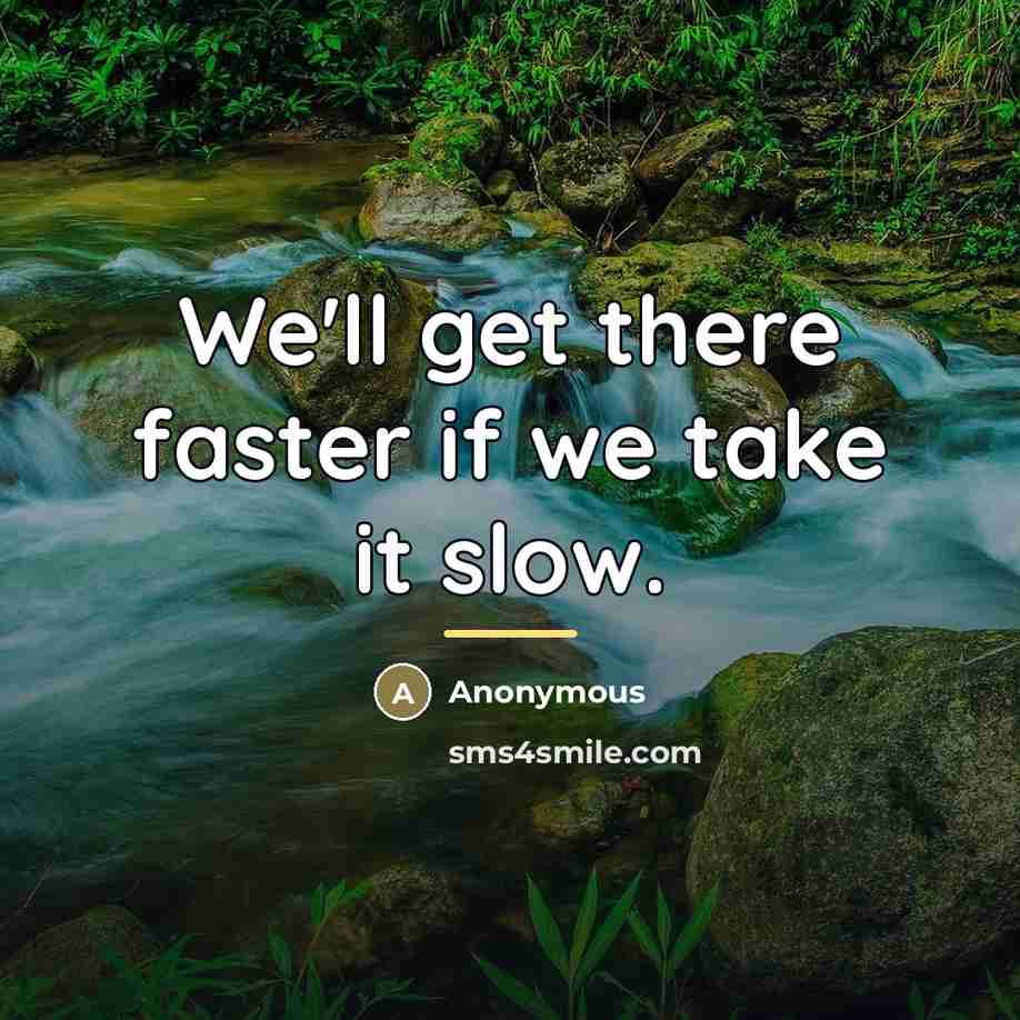 “We'll get there faster if we take it slow.…” quote by Anonymous