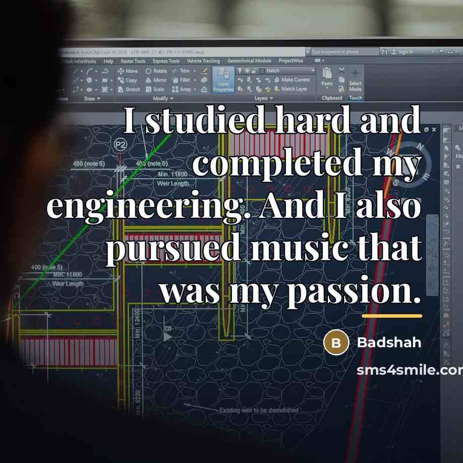 “I studied hard and completed my engineering. And I also…” quote by Badshah