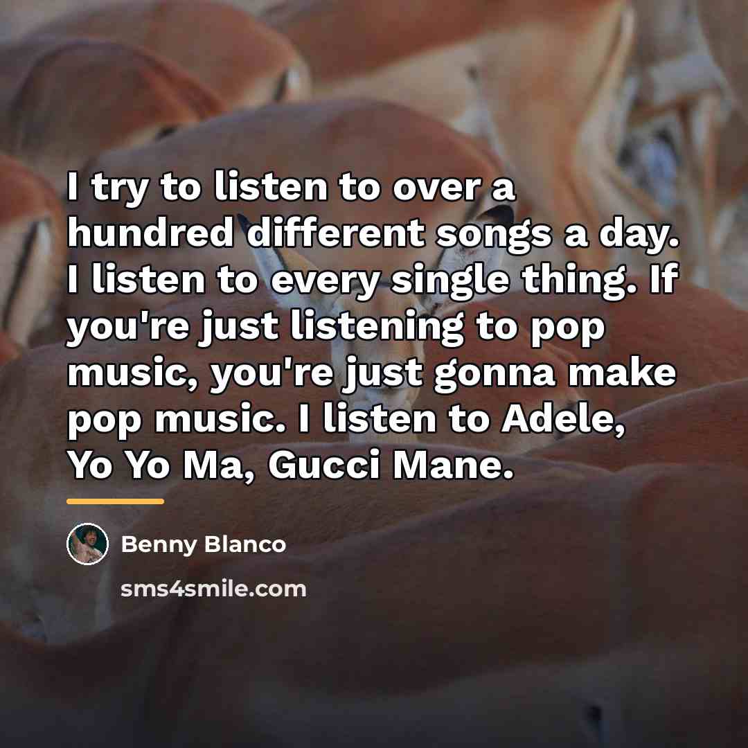 “I try to listen to over a hundred different songs…” quote by Benny Blanco