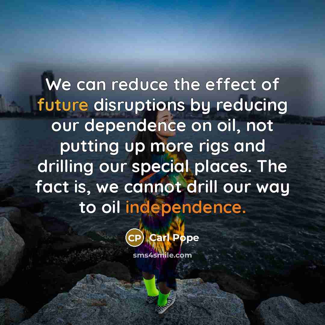 “We can reduce the effect of future disruptions by reducing…” quote by Carl Pope