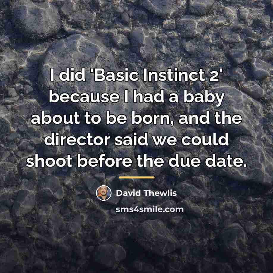 “I did 'Basic Instinct 2' because I had a baby…” quote by David Thewlis