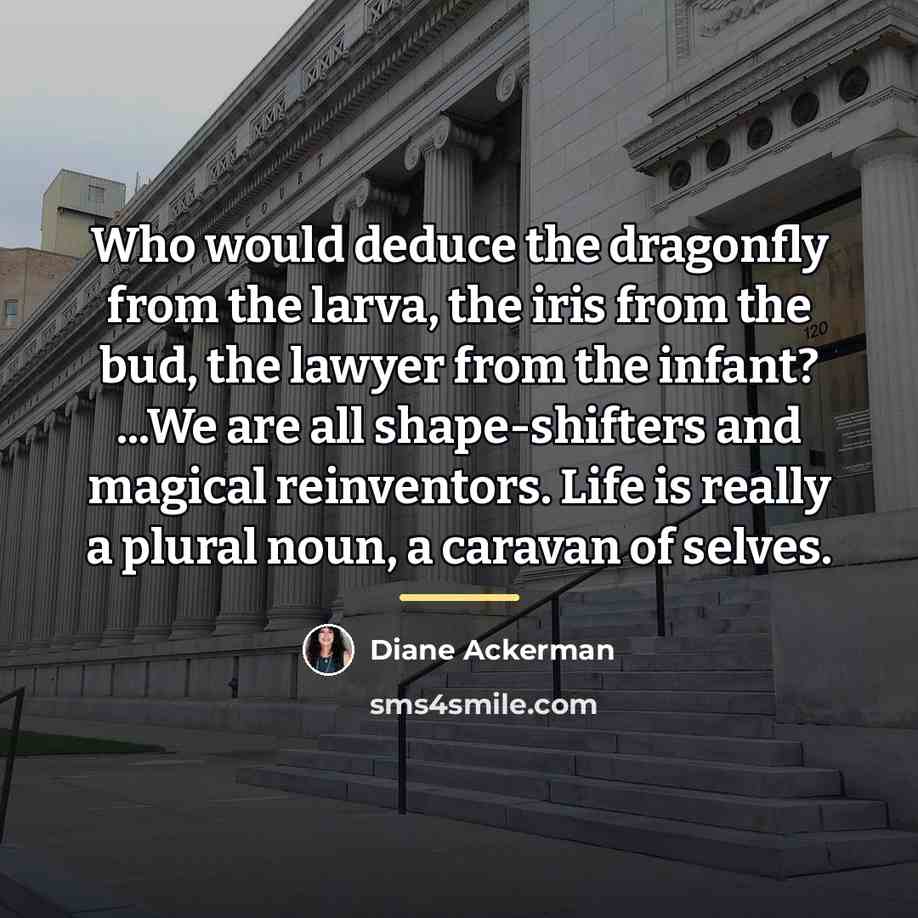 “Who would deduce the dragonfly from the larva, the iris…” quote by Diane Ackerman