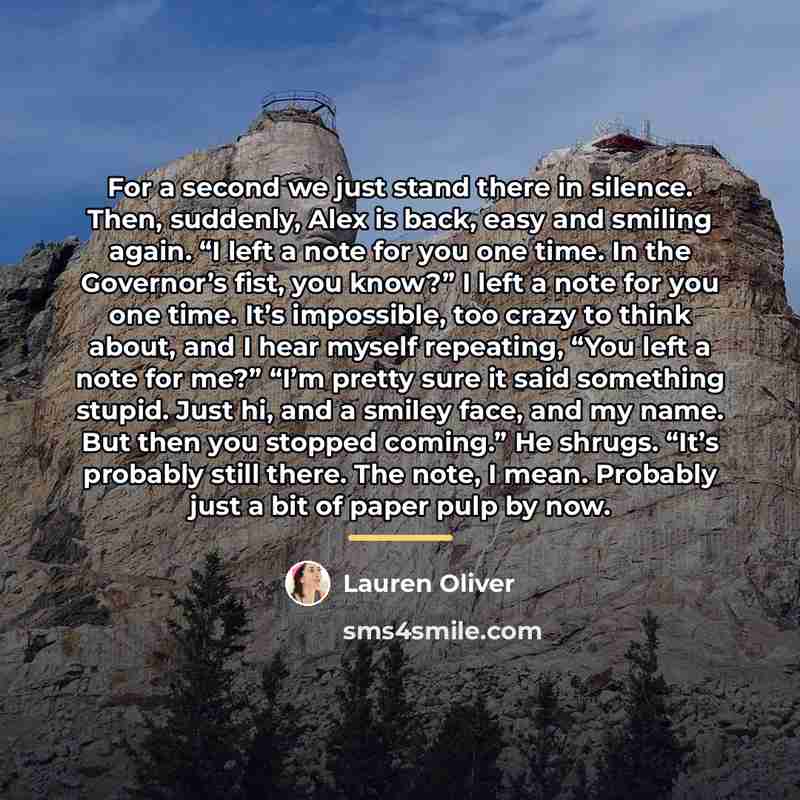 “For a second we just stand there in silence. Then,…” quote by Lauren Oliver