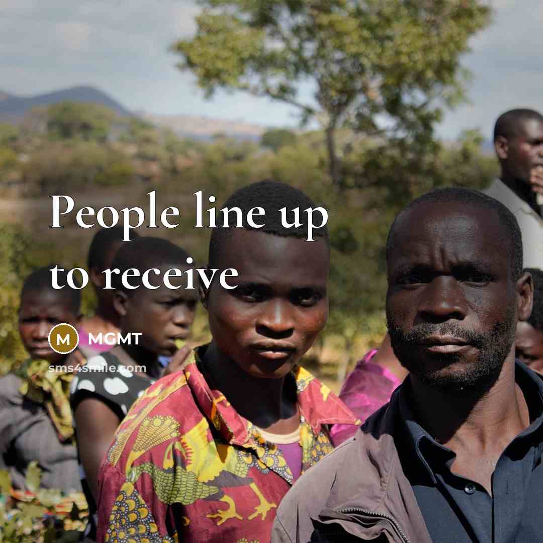 “People line up to receive…” quote by MGMT