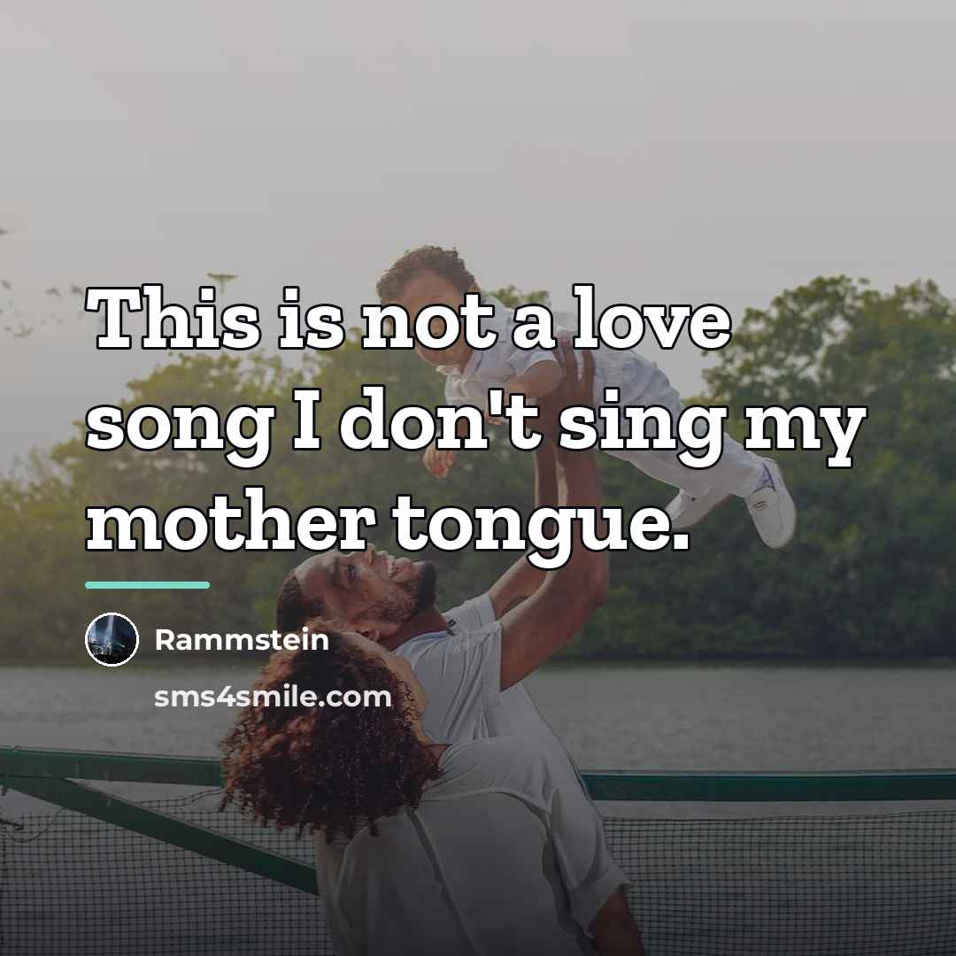 “This is not a love song I don't sing my…” quote by Rammstein