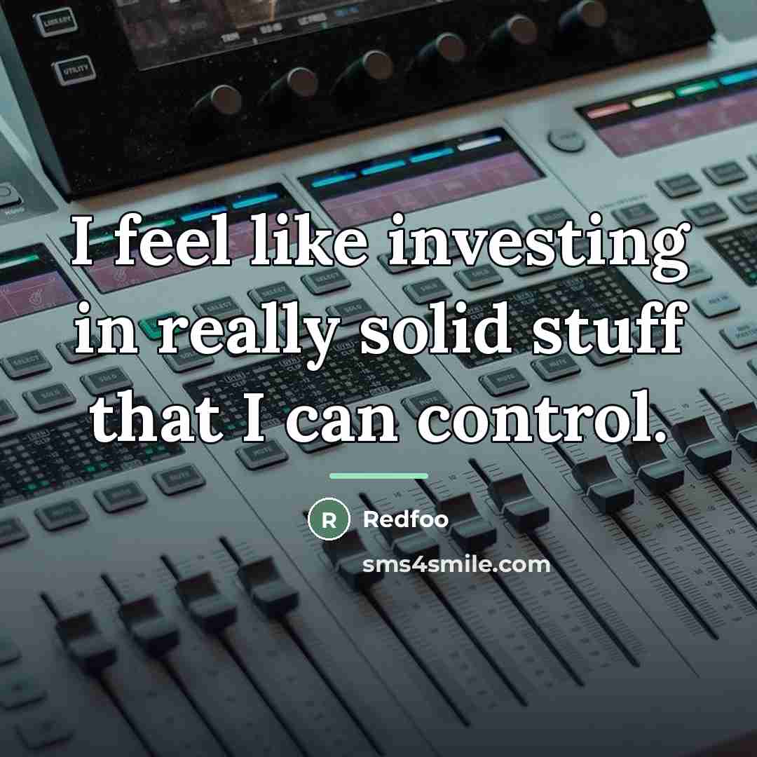 “I feel like investing in really solid stuff that I…” quote by Redfoo
