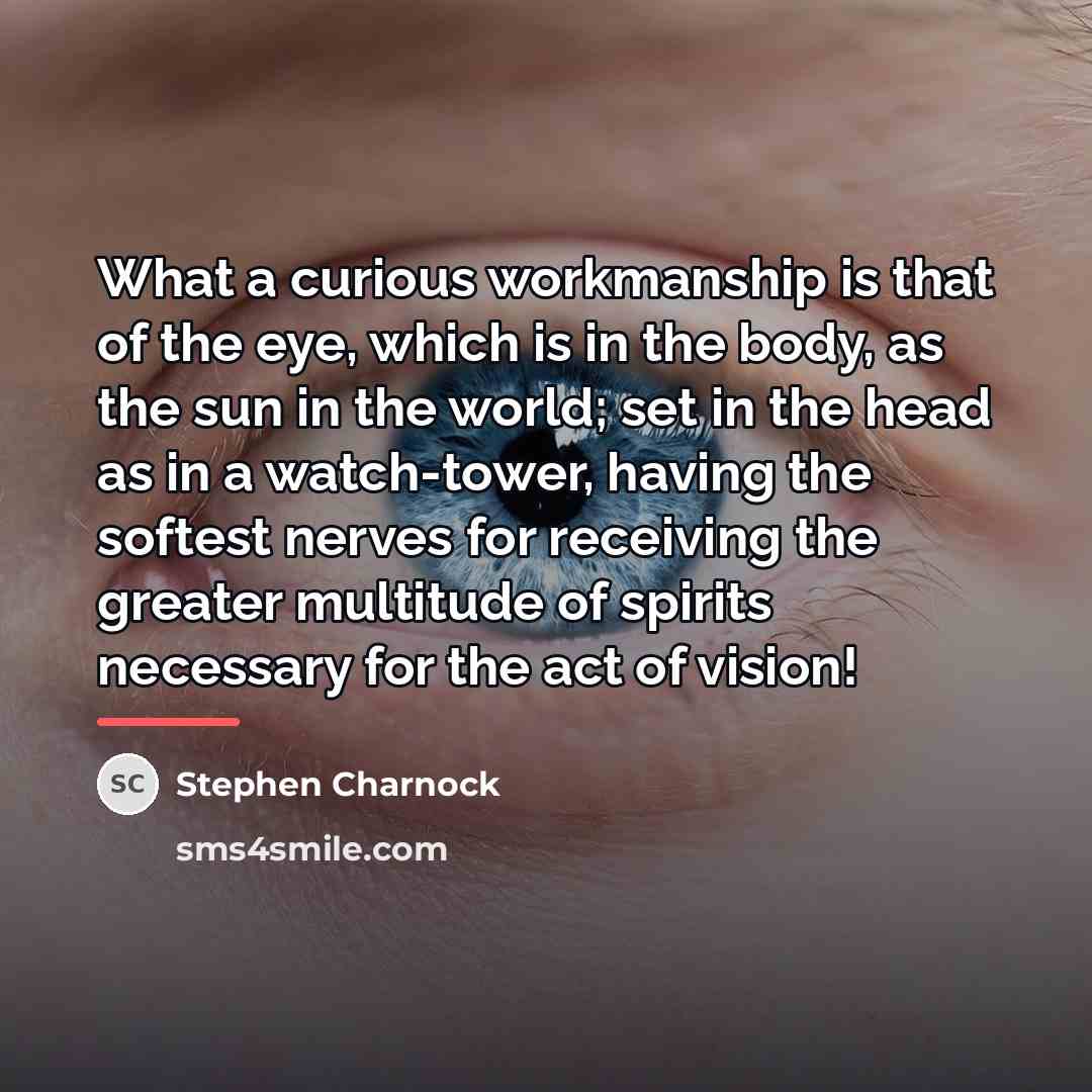 “What a curious workmanship is that of the eye, which…” quote by Stephen Charnock