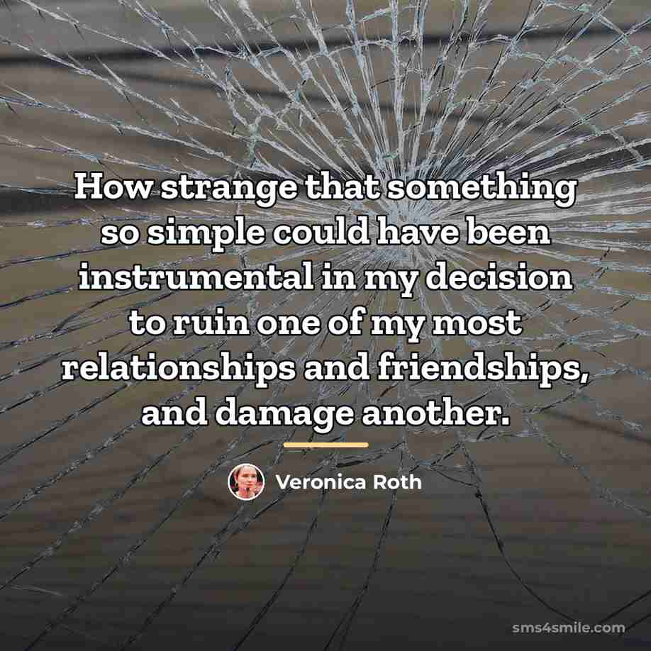 “How strange that something so simple could have been instrumental…” quote by Veronica Roth