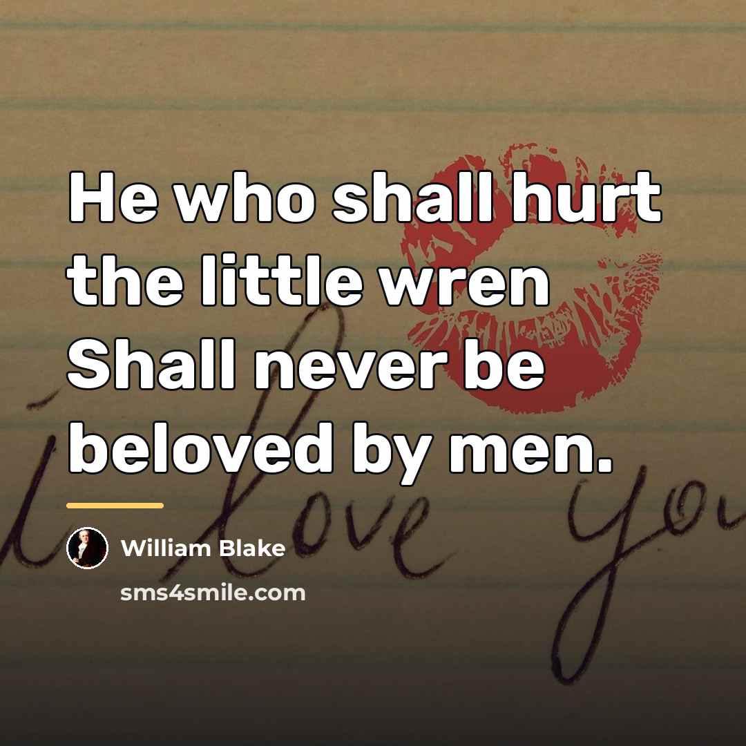 “He who shall hurt the little wren Shall never be…” quote by William Blake