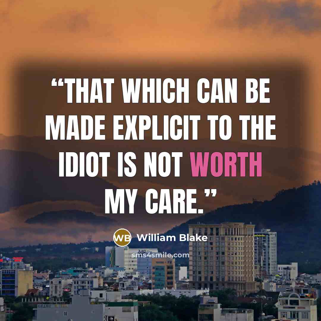“That which can be made Explicit to the idiot is not worth my care.” quote by William Blake