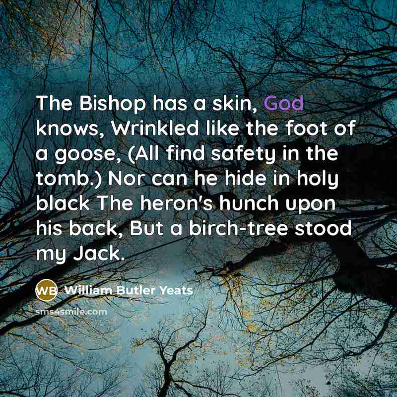“The Bishop has a skin, God knows, Wrinkled like the…” quote by William Butler Yeats
