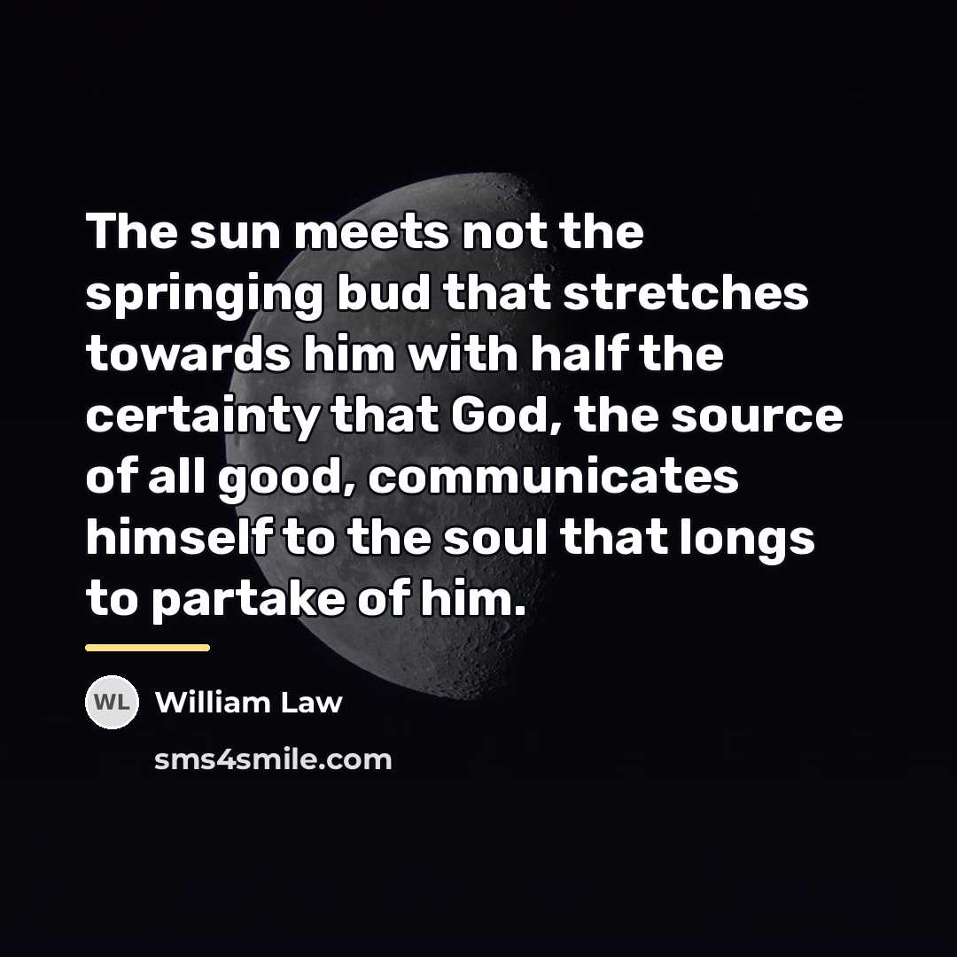 “The sun meets not the springing bud that stretches towards…” quote by William Law
