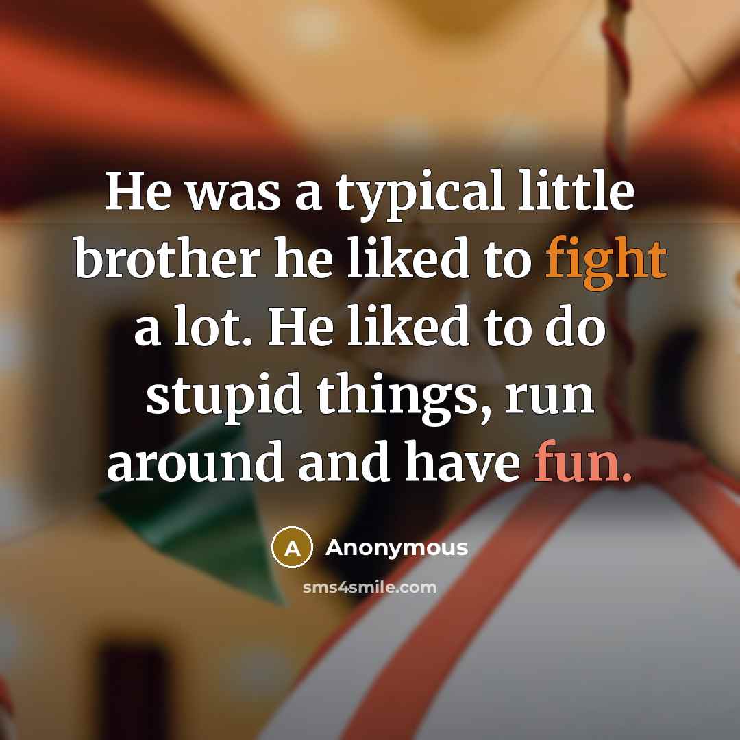 “He was a typical little brother he liked to fight a lot. He liked to do stupid things, run around and have fun.” quote by Anonymous