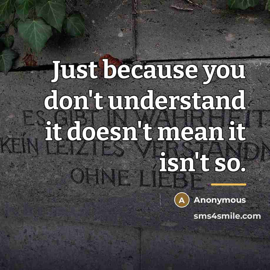 “Just because you don't understand it doesn't mean it isn't…” quote by Anonymous