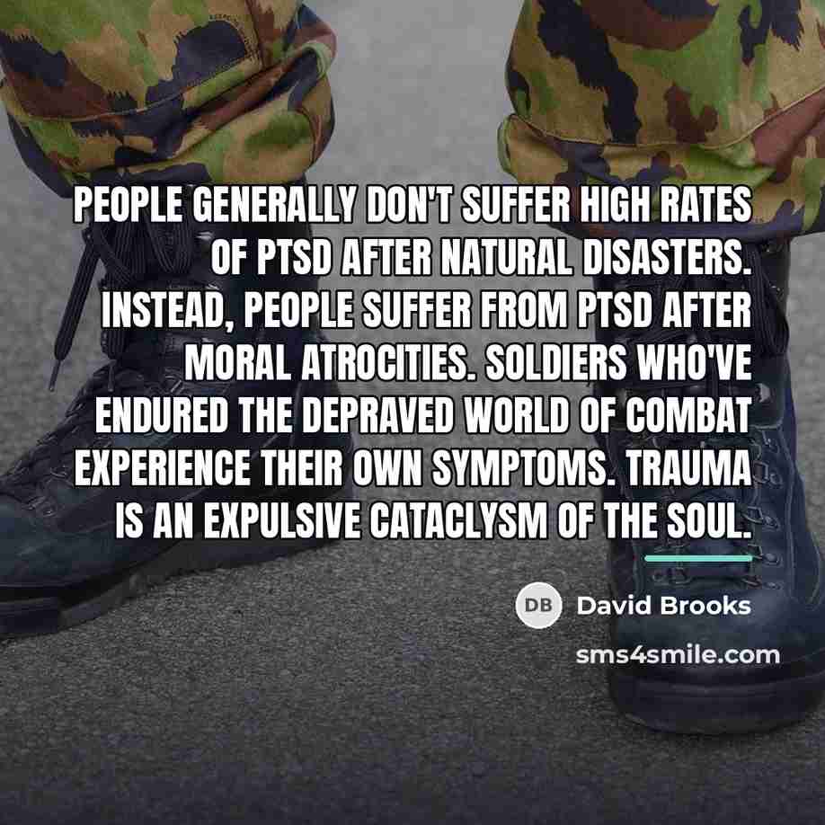 “People generally don't suffer high rates of PTSD after natural…” quote by David Brooks