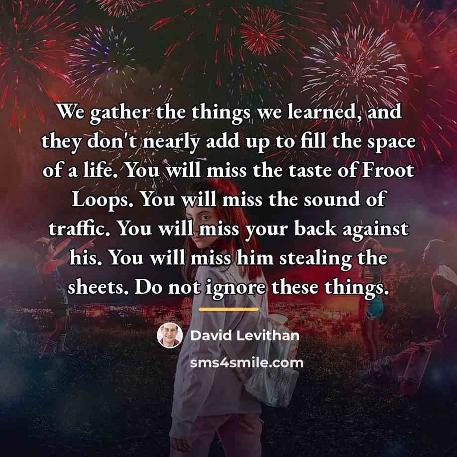 “We gather the things we learned, and they don't nearly…” quote by David Levithan