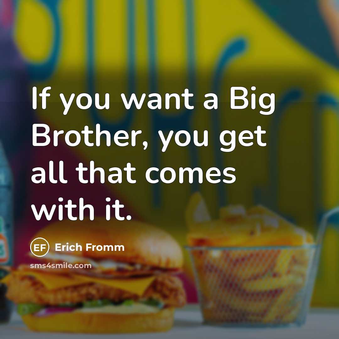 “If you want a Big Brother, you get all that comes with it.” quote by Erich Fromm