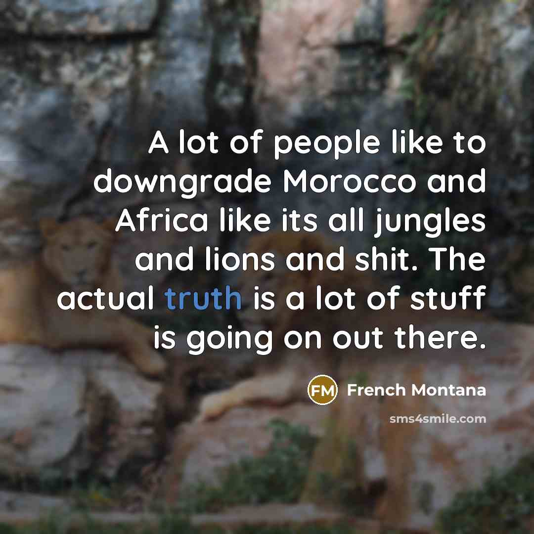 “A lot of people like to downgrade Morocco and Africa…” quote by French Montana