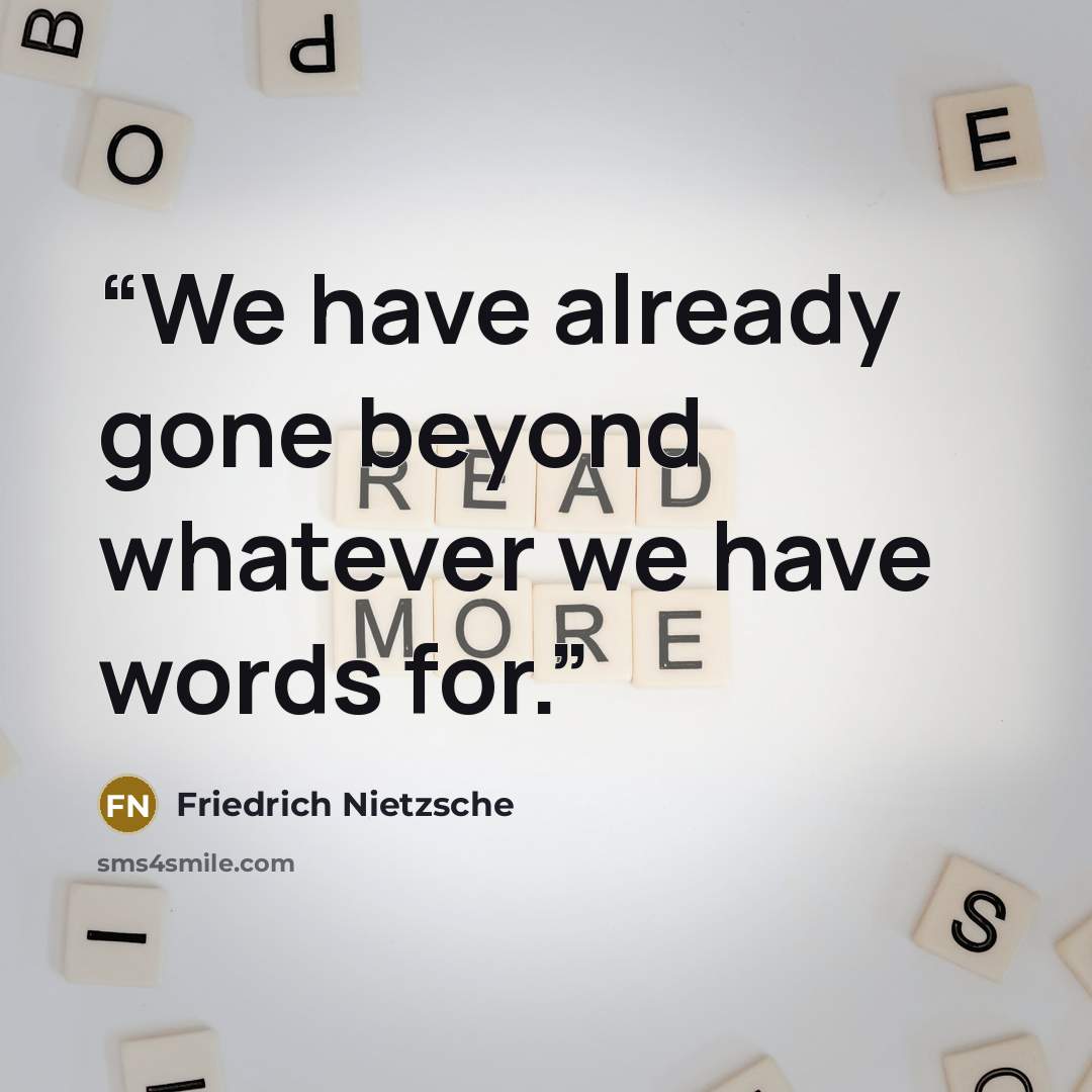 “We have already gone beyond whatever we have words for.” quote by Friedrich Nietzsche