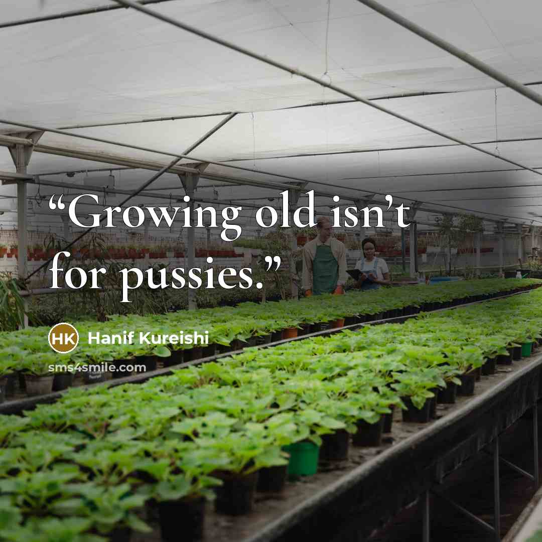 “Growing old isn’t for pussies.” quote by Hanif Kureishi
