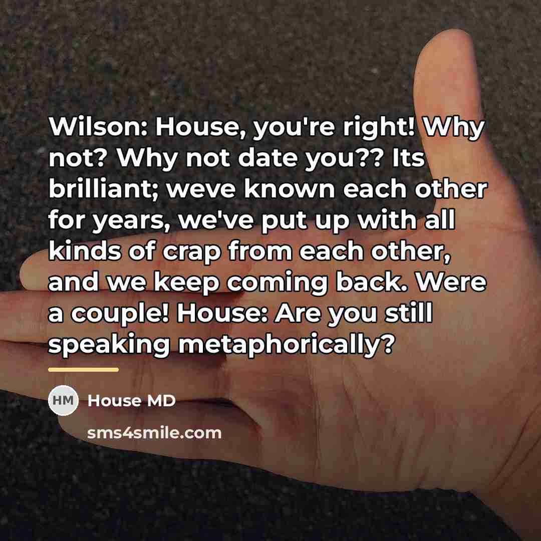 “Wilson: House, you're right! Why not? Why not date you??…” quote by House MD