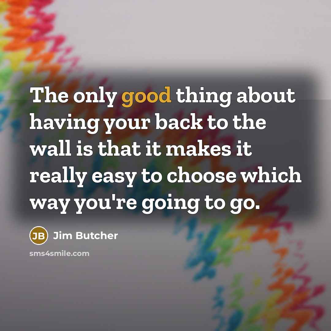 “The only good thing about having your back to the…” quote by Jim Butcher
