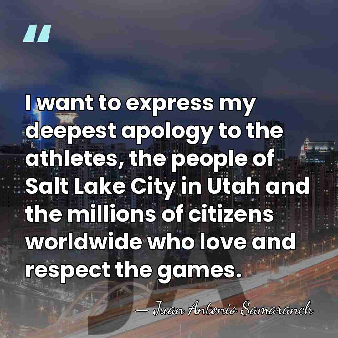 I want to express my deepest apology to the athletes, the people&hellip; - Juan Antonio Samaranch
